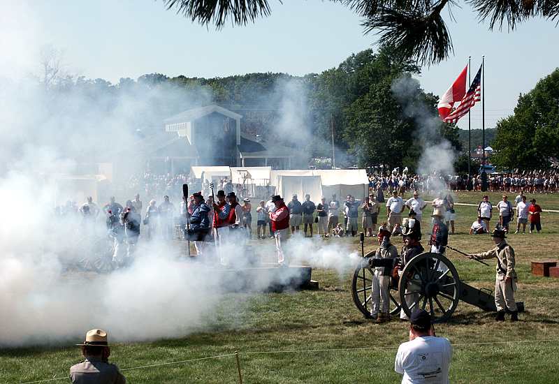 Cannon firing  at Perry's Memorial on Historic Weekend at Put-in-Bay